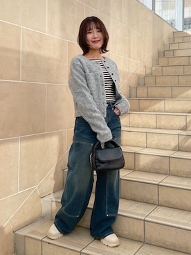 「ノーカラー」｜「アイテム（ブーツ）」を使った、harunaさん（レディース・149cm）の冬コーディネート