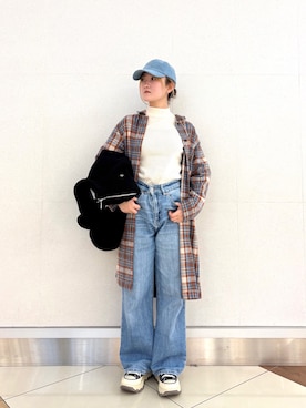 「シャツワンピース」｜「アイテム（ジャケット/アウター）」を使った、アーノルドパーマー@モラージュ菖蒲店さん（レディース・159cm）の秋コーディネート