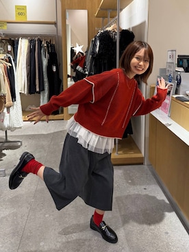 「アイテム（タンクトップ）」を使った、なつきさん（レディース・157cm）の秋コーディネート
