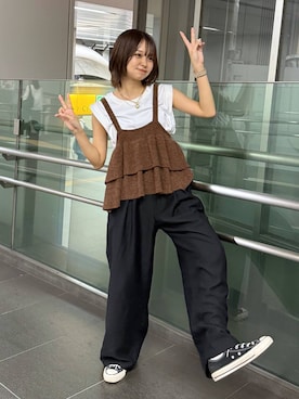 「アイテム（ベスト）」を使った、なつきさん（レディース・157cm・20代）の夏コーディネート