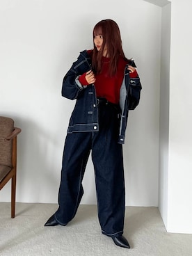 「アイテム（デニムジャケット）」を使った、なつきさん（レディース・157cm）の夏コーディネート