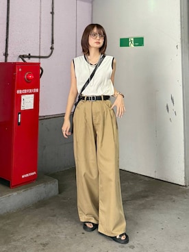 「アイテム（タンクトップ）」を使った、なつきさん（レディース・157cm・20代）の夏コーディネート