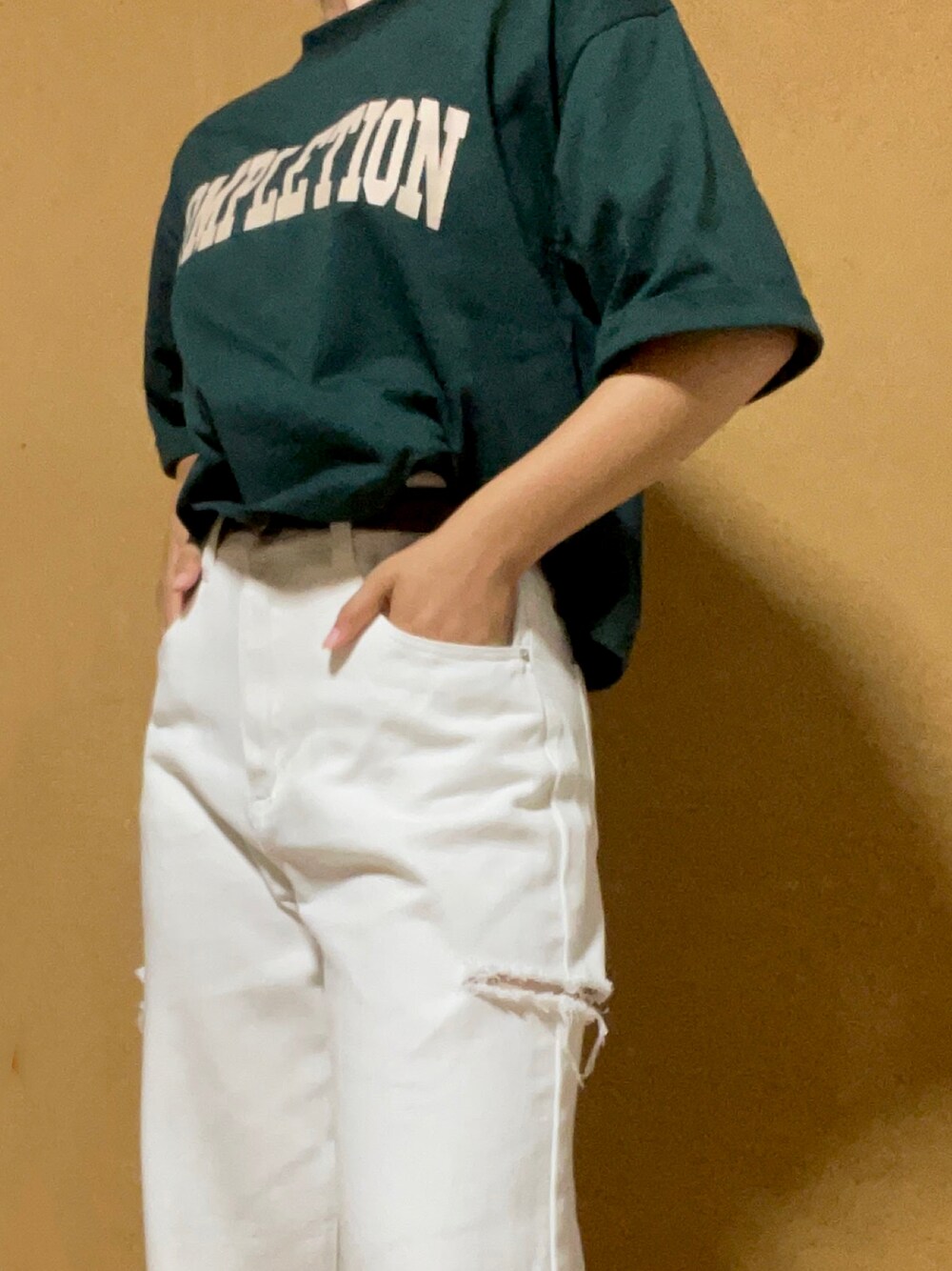 「しまむらのアイテム（Tシャツ/カットソー、グリーン系）」を使った、mana723029さん（レディース・154cm）の夏コーディネートの1枚目の写真