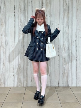 「アイテム（ノーカラージャケット）」を使った、𝕥𝕠𝕞𝕠𝕜𝕒さん（レディース・149cm）の秋コーディネート
