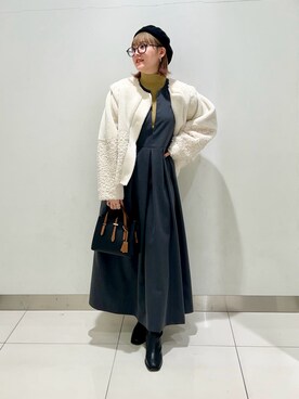「SMELLY（スメリー）のアイテム（ハンチング/ベレー帽）」を使った、namさん（レディース・160cm）の冬コーディネート