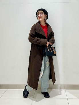 「SMELLY（スメリー）のアイテム（ハンチング/ベレー帽）」を使った、namさん（レディース・160cm）の秋コーディネート