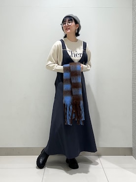 「SMELLY（スメリー）のアイテム（ハンチング/ベレー帽）」を使った、namさん（レディース・160cm）の秋コーディネート
