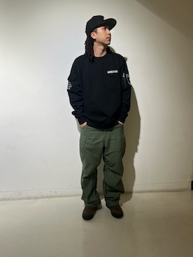 「AVIREX（アヴィレックス）のアイテム（スウェット）」を使った、tomoさん（メンズ・173cm）の冬コーディネート