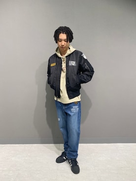 「重ね着ベストシーズン」｜「アイテム（MA-1）」を使った、tomoさん（メンズ・173cm）の秋コーディネート
