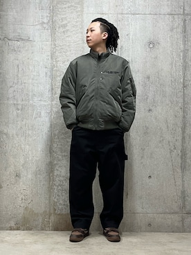 「ペインターパンツ」｜「アイテム（MA-1）」を使った、tomoさん（メンズ・173cm）の秋コーディネート