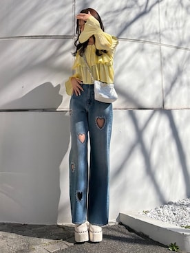 「EVRIS（エヴリス）のアイテム」を使った、Meiriさん（レディース・161cm）の春コーディネート