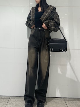 「EMODA（エモダ）のアイテム（デニムパンツ）」を使った、Meiriさん（レディース・161cm）の秋コーディネート