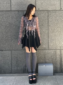 EMODA ラッフルハングクロップドトップス セール】ラッフルハングクロップドブラウス（シャツ/ブラウス