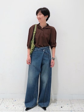 「EMOELLE（エモエレ）のアイテム」を使った、enokiさん（レディース・157cm）の秋コーディネート