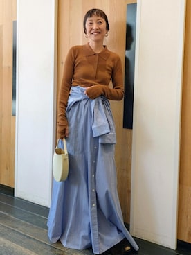 「アイテム（シャツワンピース）」を使った、enokiさん（レディース・157cm）の秋コーディネート