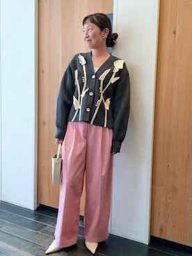 「アイテム（カーディガン/ボレロ）」を使った、enokiさん（レディース・157cm・40代）の秋コーディネート