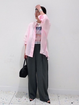 「アイテム（スラックス）」を使った、enokiさん（レディース・157cm）の夏コーディネート