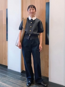 「アイテム（デニムパンツ）」を使った、enokiさん（レディース・157cm・40代）の夏コーディネート