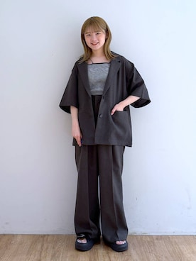 「キャミソール」｜「アイテム（ジャケット/アウター）」を使った、Riiinaさん（レディース・152cm）の夏コーディネート