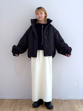「アイテム（その他アウター、ブラック系）」を使った、Riiinaさん（レディース・152cm）の秋コーディネート