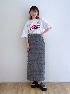 「ウエストゴム」｜「アイテム（PC・スマホグッズ/家電）」を使った、Riiinaさん（レディース・152cm）の夏コーディネート