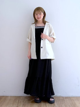 「キャミソール」｜「アイテム（ジャケット/アウター）」を使った、Riiinaさん（レディース・152cm）の夏コーディネート