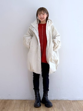 「LOWRYS FARM（ローリーズファーム）のアイテム（その他アウター）」を使った、Riiinaさん（レディース・152cm）の冬コーディネート