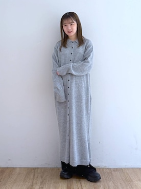 「ウエストゴム」｜「アイテム（ワンピース/ドレス）」を使った、Riiinaさん（レディース・152cm）の冬コーディネート