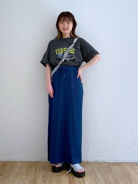 「ウエストゴム」｜「アイテム（PC・スマホグッズ/家電）」を使った、Riiinaさん（レディース・152cm）の夏コーディネート