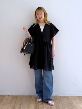 「アイテム（タンクトップ）」を使った、Riiinaさん（レディース・152cm）の夏コーディネート