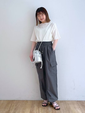 「アイテム（カーゴパンツ）」を使った、Riiinaさん（レディース・152cm）の夏コーディネート
