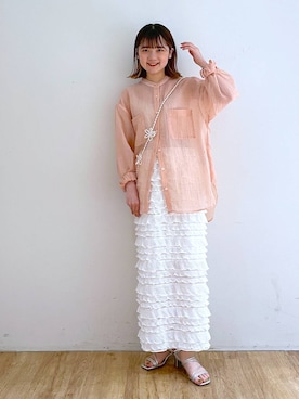 「ウエストゴム」｜「アイテム（PC・スマホグッズ/家電）」を使った、Riiinaさん（レディース・152cm）の夏コーディネート