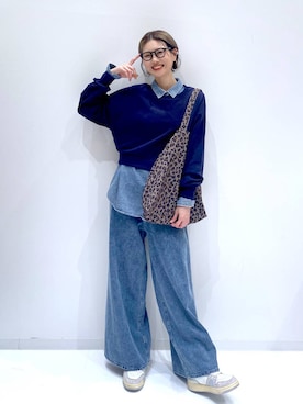 「LAKOLE（ラコレ）のケミカルウォッシュシャツ長袖 / 140262（シャツ/ブラウス）」を使った、yuuuriiiさん（レディース・172cm）の秋コーディネート