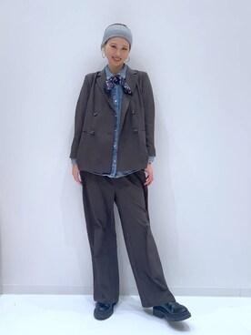 「LAKOLE（ラコレ）のケミカルウォッシュシャツ長袖 / 140262（シャツ/ブラウス）」を使った、yuuuriiiさん（レディース・172cm）の冬コーディネート