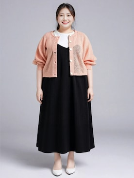 「アイテム（カーディガン/ボレロ、ピンク系）」を使った、nissen AI Modelsさん（レディース・160cm）の夏コーディネート