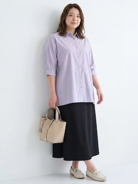「nissen（ニッセン）のpolka polka(ポルカポルカ)タッセル付シンプルトートバッグ（トートバッグ、ベージュ系）」を使った、nissen AI Modelsさん（レディース・160cm）の夏コーディネート