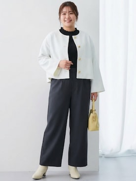 「アイテム（フォーマルスーツ/小物、ブラック系）」を使った、nissen AI Modelsさん（レディース・160cm）の冬コーディネート