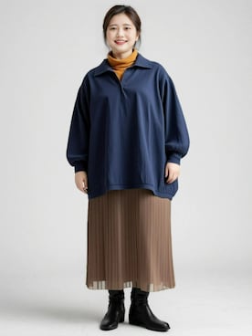 「アイテム（チュニック）」を使った、nissen AI Modelsさん（レディース・160cm）の秋コーディネート