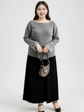「ぽっちゃり」｜nissen AI Modelsさん（レディース・160cm）の秋コーディネート