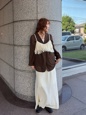 「KBF（ケイビーエフ）のアイテム（ジャケット/アウター）」を使った、みおさん（レディース・157cm）の夏コーディネート