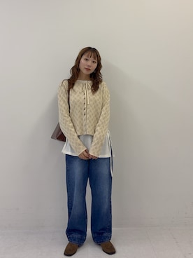「KBF（ケイビーエフ）のアイテム（トップス）」を使った、みおさん（レディース・157cm）の秋コーディネート