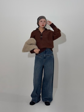 「KBF（ケイビーエフ）のアイテム（ショルダーバッグ）」を使った、みおさん（レディース・157cm）の秋コーディネート