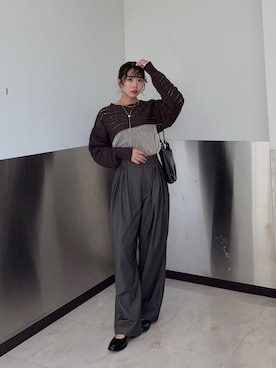 「アイテム（ニット/セーター）」を使った、みおさん（レディース・157cm）の夏コーディネート