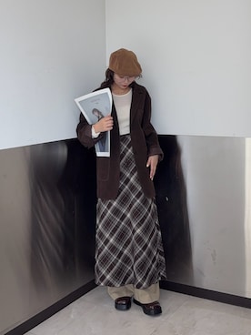 「レイヤードスタイル」｜「アイテム（その他アウター）」を使った、みおさん（レディース・157cm）の秋コーディネート