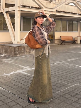 「アイテム（スカート）」を使った、みおさん（レディース・157cm）の夏コーディネート