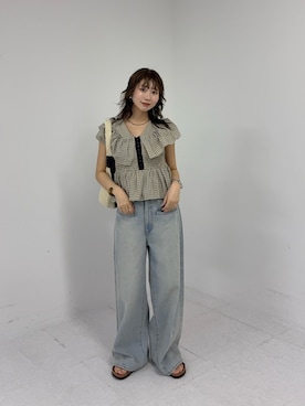 「KBF（ケイビーエフ）のアイテム（パンツ）」を使った、みおさん（レディース・157cm）の春コーディネート