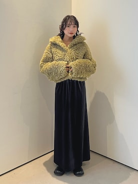 「KBF（ケイビーエフ）のフォルムボアジャケット（その他アウター）」を使った、みおさん（レディース・157cm）の秋コーディネート