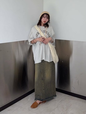 「アイテム（その他シューズ、イエロー系）」を使った、みおさん（レディース・157cm）の夏コーディネート