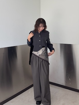 「アイテム（その他アウター、グレー系）」を使った、みおさん（レディース・157cm）の秋コーディネート