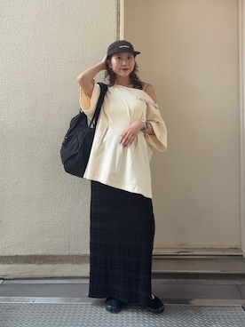 「KBF（ケイビーエフ）のアイテム（帽子）」を使った、みおさん（レディース・157cm）の夏コーディネート